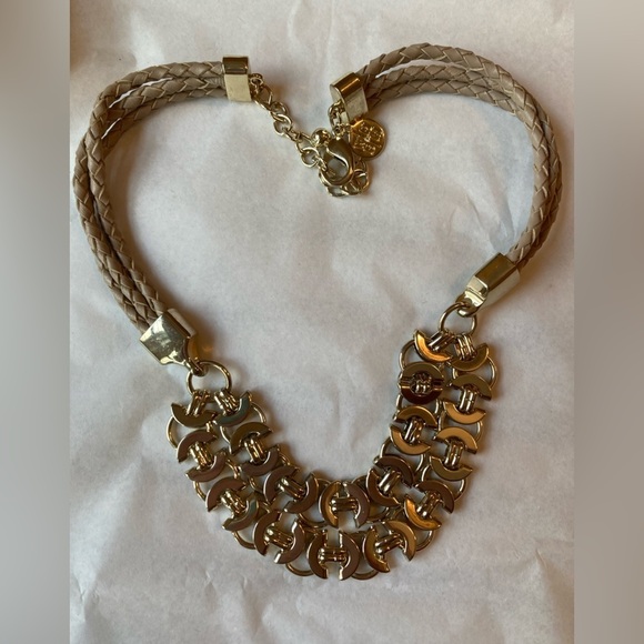 White House Black Market Link Design‎ with Braided Leather Necklace - Picture 4 of 8